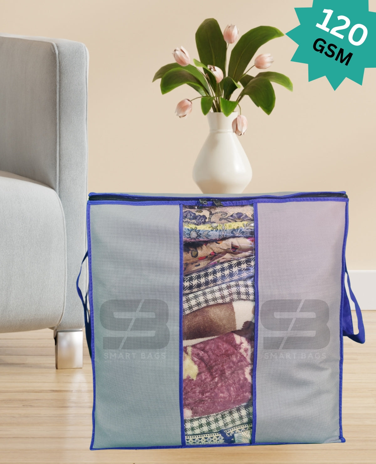 Storage Bag 120 GSM Non Woven 20*20+10 ( Gray )