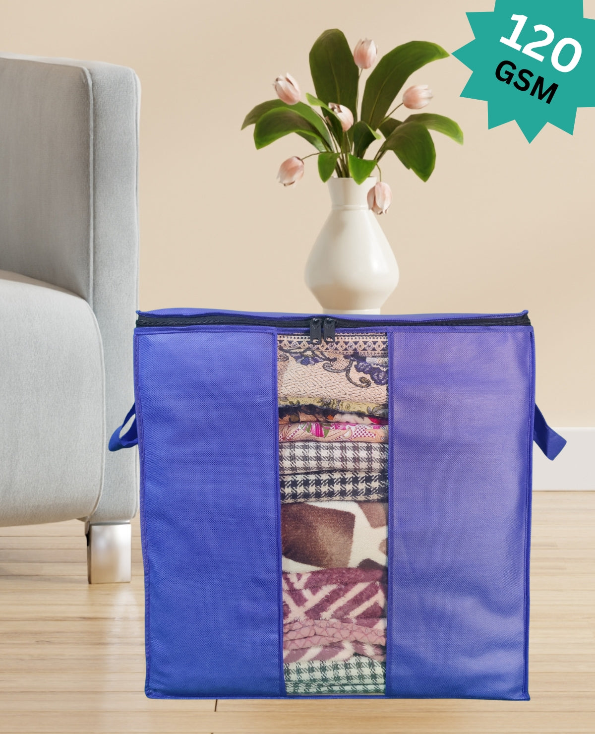 Storage Bag 120 GSM Non Woven 20*20+10 (Blue)
