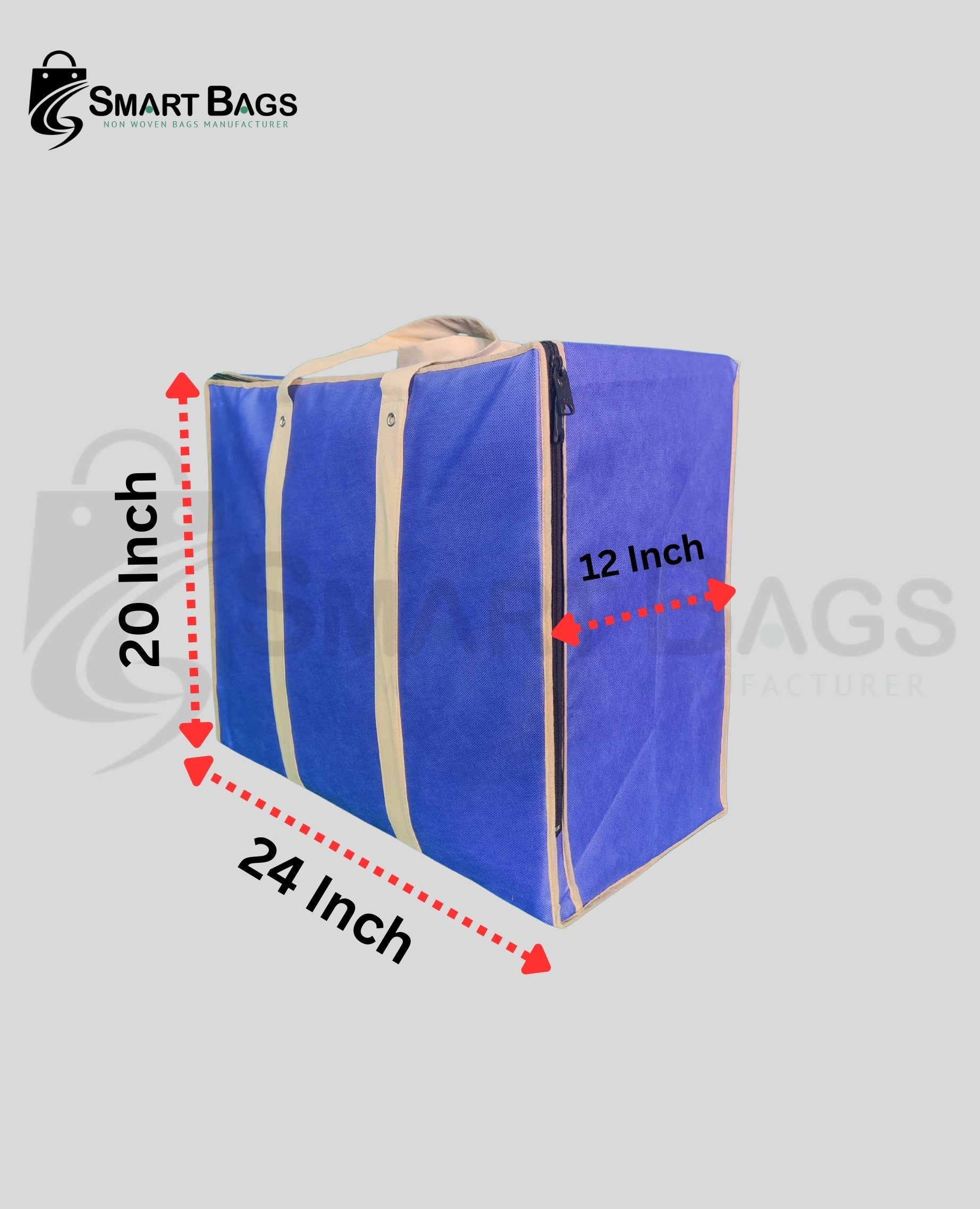 Storage Bag 120 GSM Non Woven  24*20+12 (Blue)
