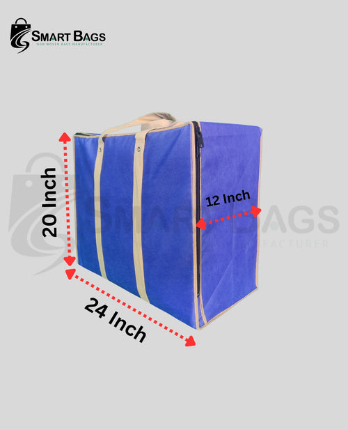 Storage Bag 120 GSM Non Woven  24*20+12 (Blue)