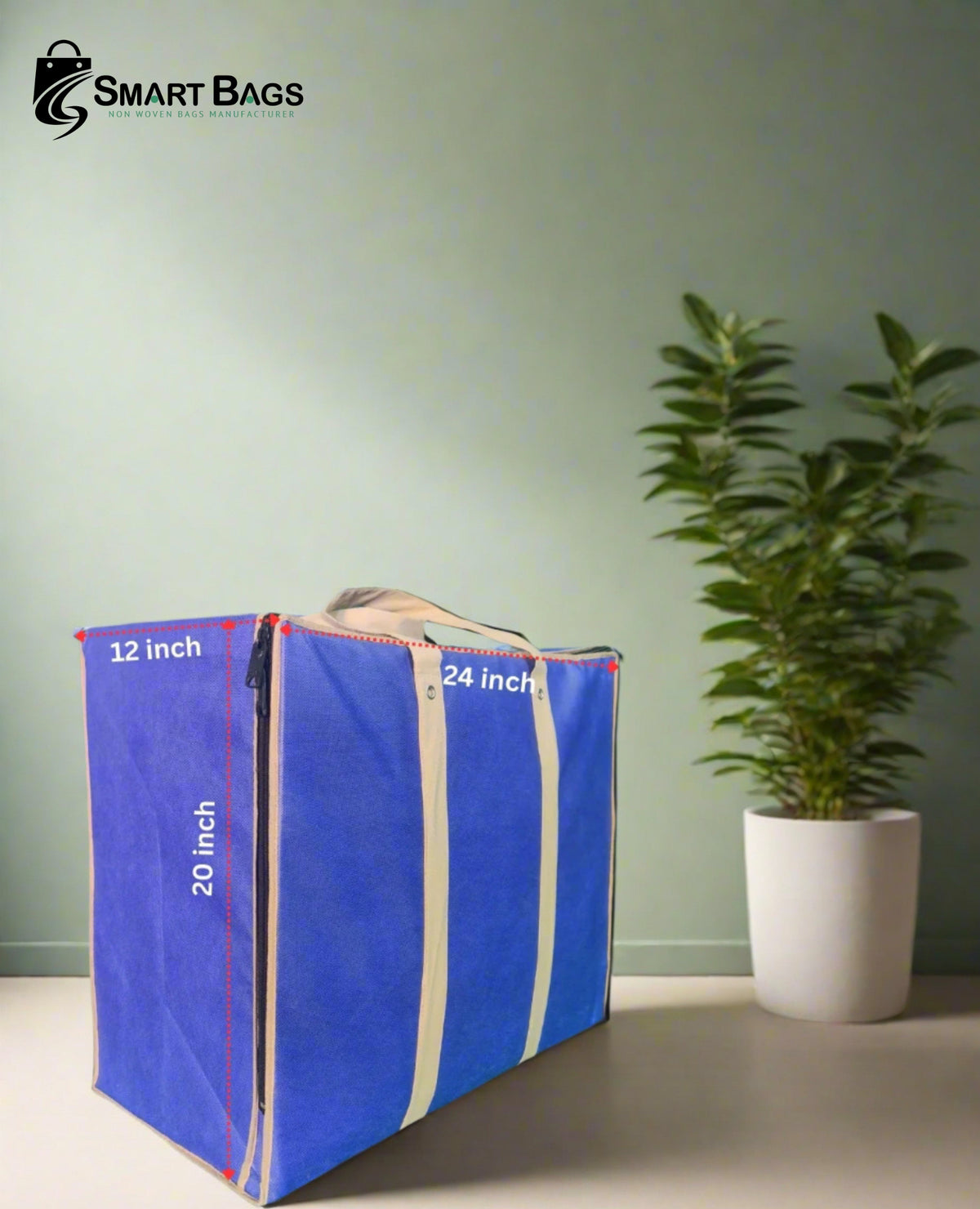 Storage Bag 120 GSM Non Woven  24*20+12 (Blue)